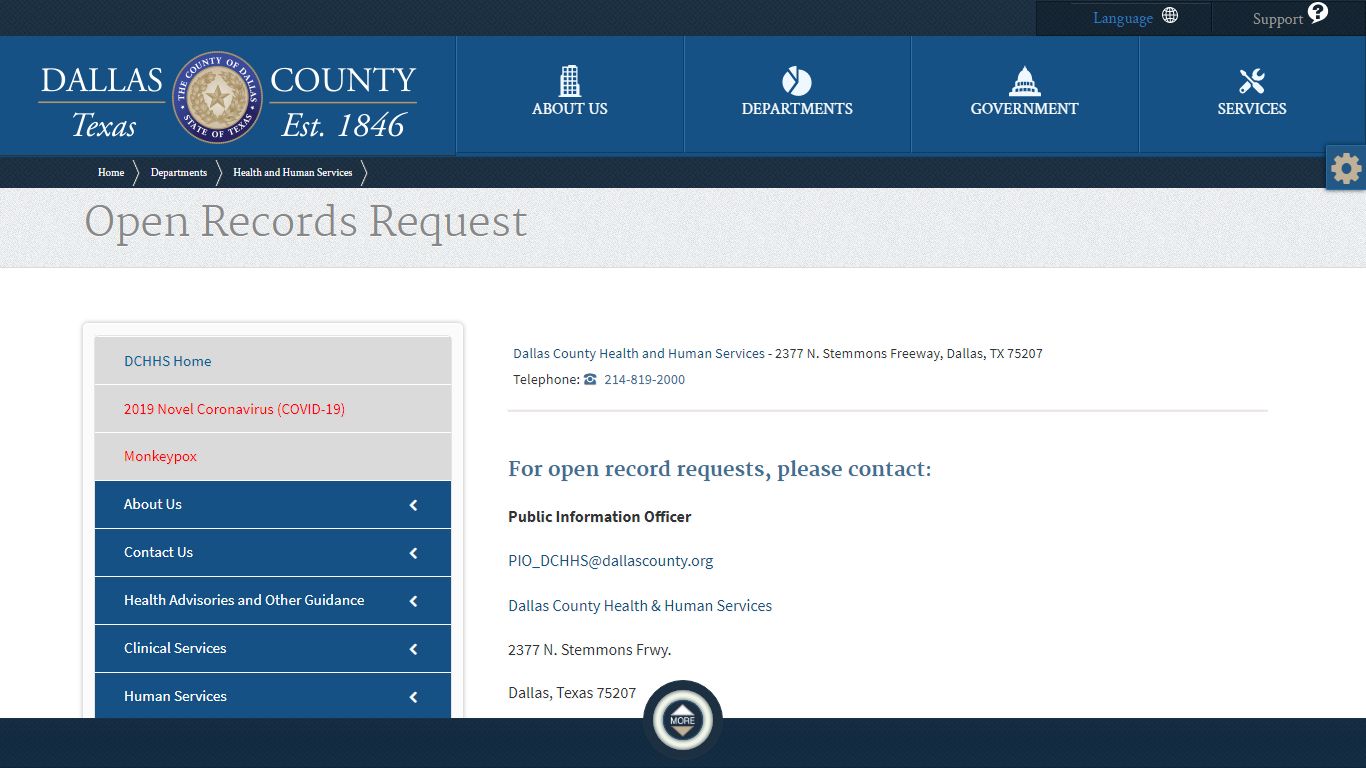 Open Records Request - Dallas County